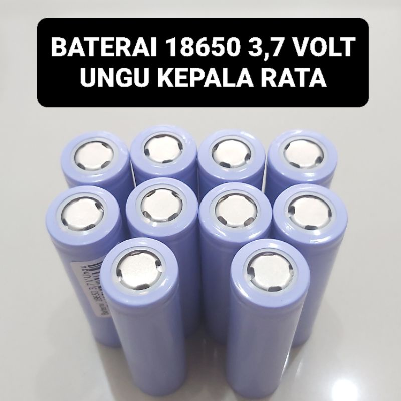 Baterai Cas 18650 3,7 Volt Ungu Biru Senter Vape