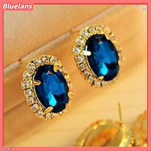Bluelans Anting Tusuk Gantung Wanita Hias Berlian Imitasi Gaya Istana Untuk Hadiah