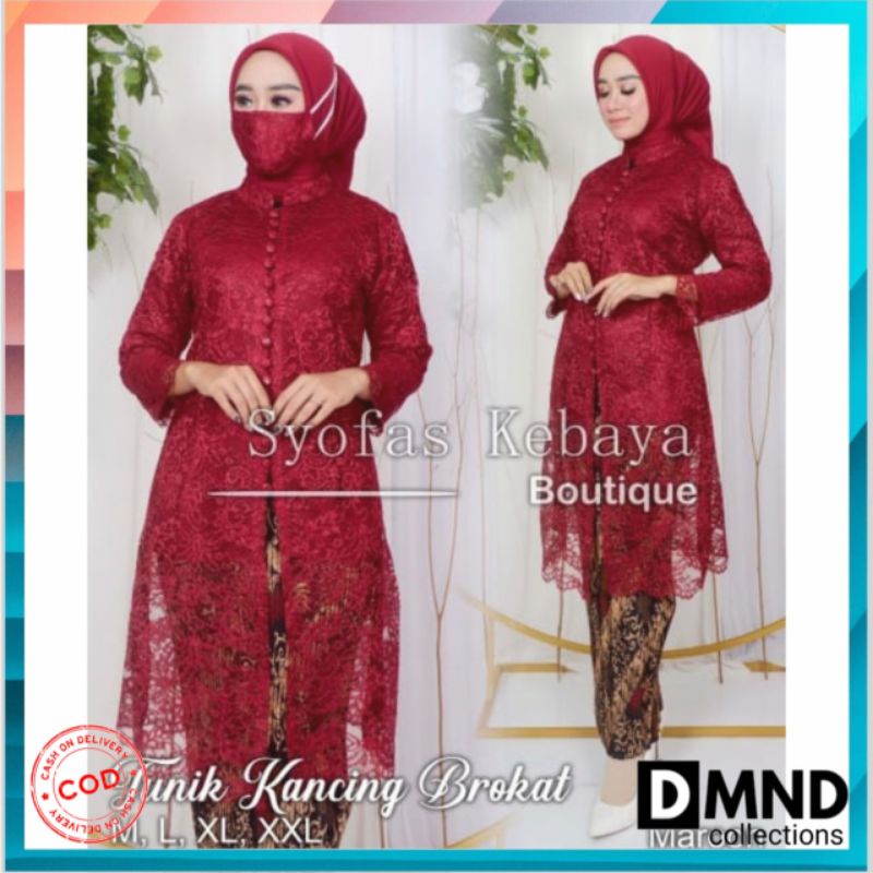 SETELAN TUNIK BROKAT KANCING/TUNIK MODERN/TUNIK TERLARIS