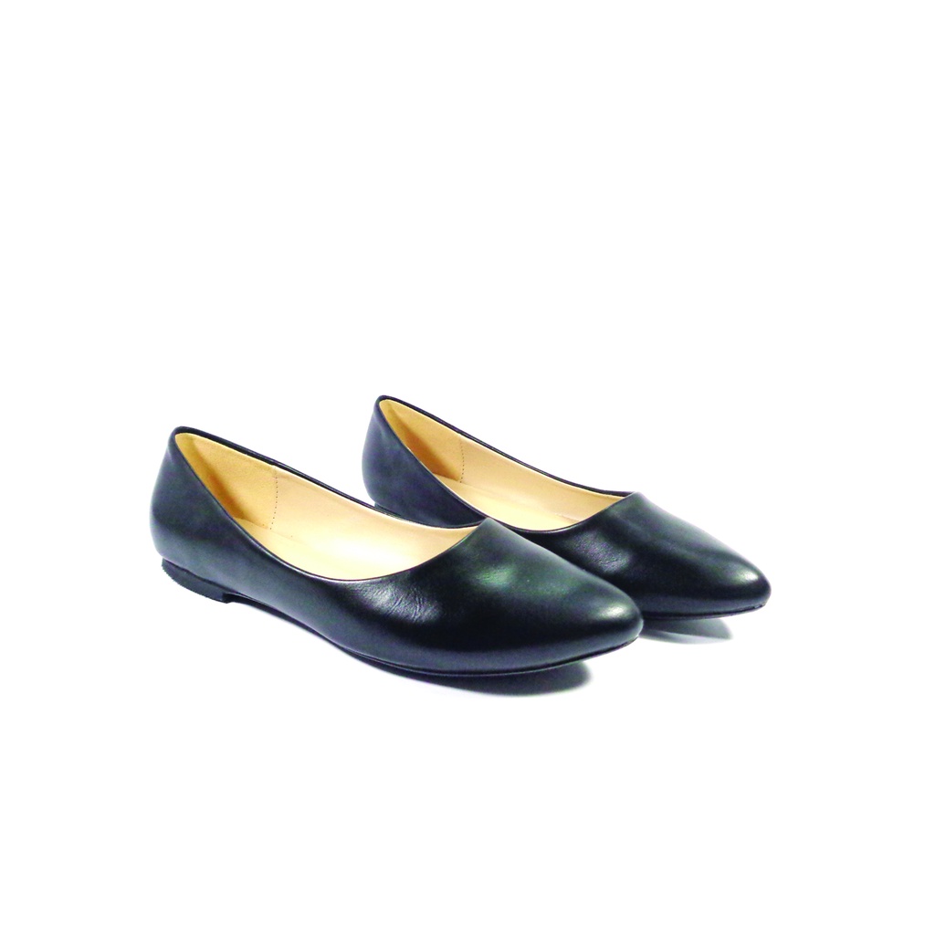 Workswell Sepatu Flat Wanita Basic Ujung Lancip Kode 3697 Hitam Doff