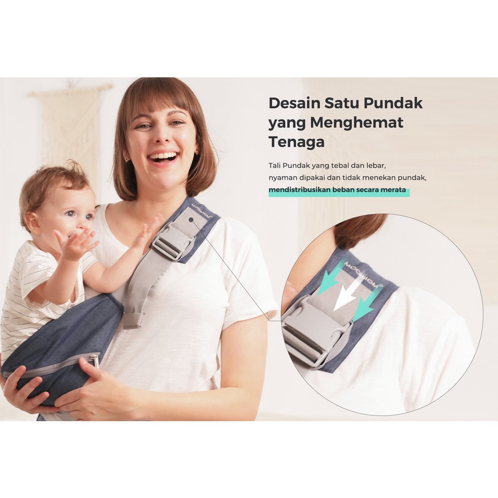 MOOIMOM Pocket Sling Gendongan Bayi Samping 3.5 kg – 20 kg