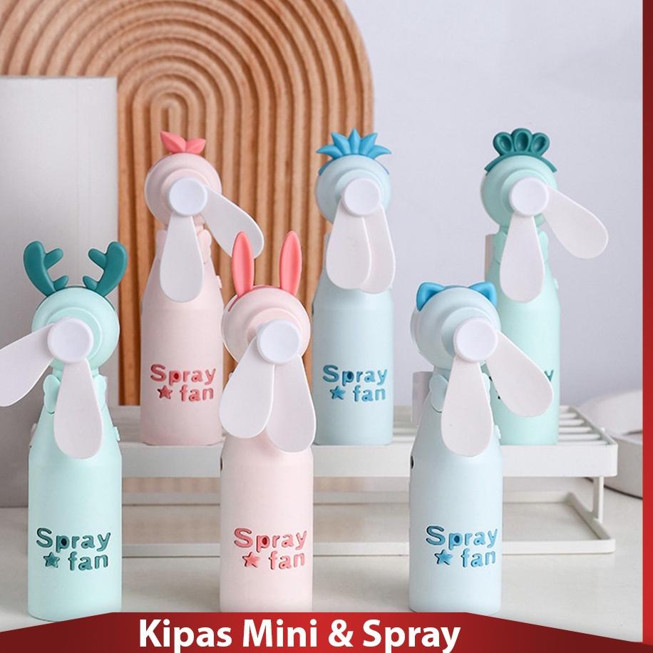 Langsung Kirim Kipas Mini Portable Nano Spray 2 in1 USB Karakter Lucu Fan Mini Semprotan