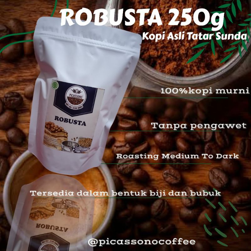 

Kopi bubuk robusta PICASSONO COFFEE ROBUSTA khas tatar sunda