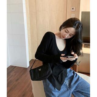 TJM BJ283 Baju Wanita Korean Basic Crop Top U-Neck Atasan Wanita Lengan Panjang (M-XXL)