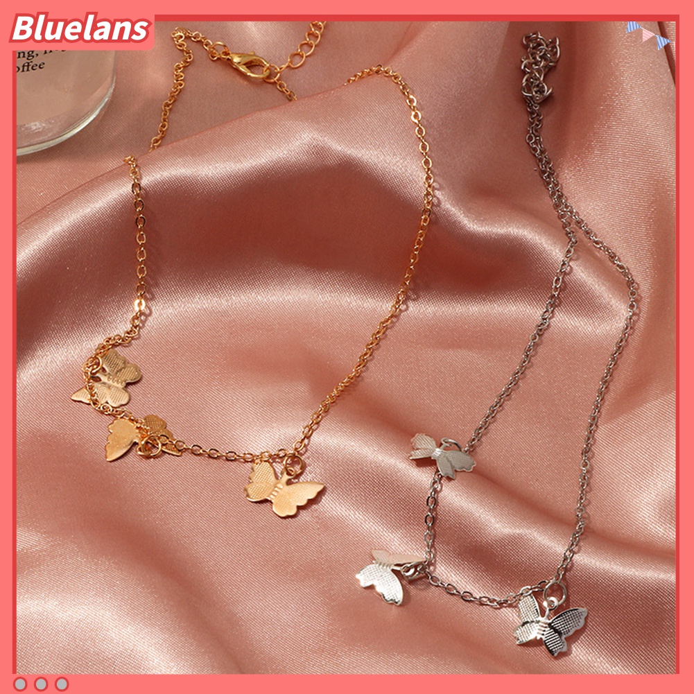 Bluelans Kalung Rantai Klavikula Dengan Liontin Kupu-Kupu Model Single Layer Untuk Wanita