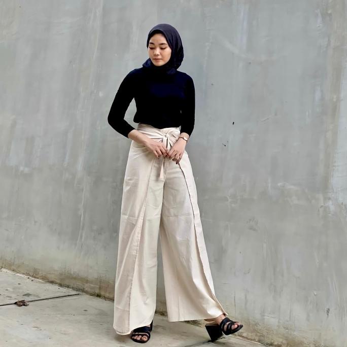 GIA PANTS - Wrap Pants Celana Lilit / Kulot Linen Premium Termurah