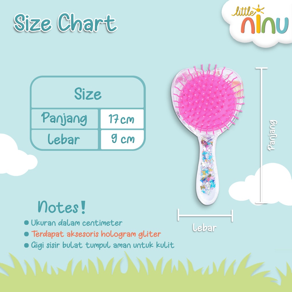 LITTLE NINU Sisir Rambut Anak Glitter Lucu