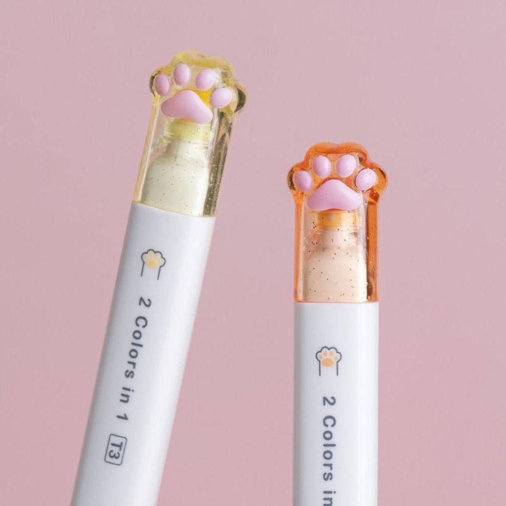 Nanas 6PCS /Set Stabilo Pena Set Warna Permen Kreatif Alat Tulis Graffiti Cakar Kucing Alat Tulis Kepala Ganda Pena Warna