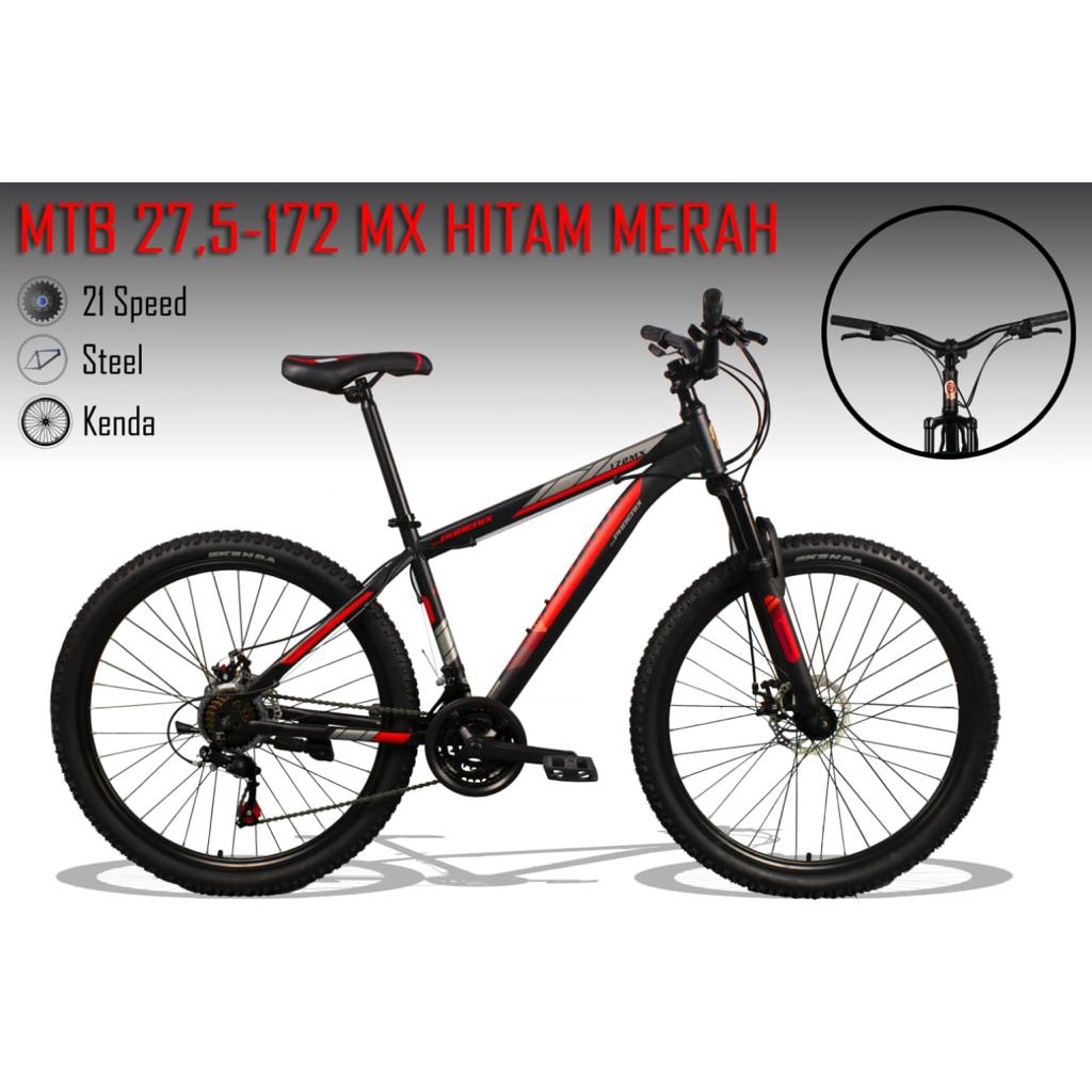Sepeda Gunung Phoenix SP171/172 MX Hi-Ten Steel 27.5Inch 3x7 Speed Mechanical Disbrake