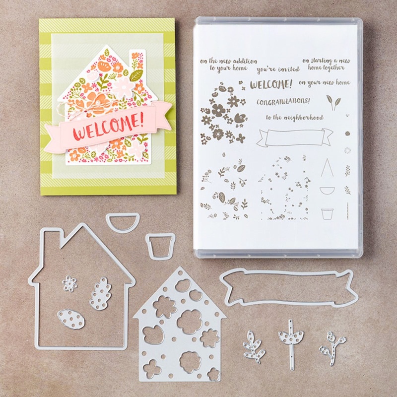 Cetakan Stensil Cutting Dies Motif Rumah Bahan Metal Baja Karbon Untuk Scrapbook / Craft DIY