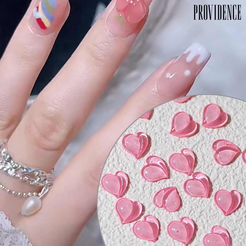 20pcs / Pak Charms Kuku Bentuk Hati Batu Kristal Imitasi Multifungsi Bahan Resin Untuk Dekorasi Wanita