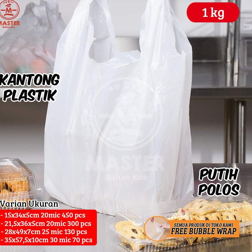 

New Update Kantong Plastik Putih Polos / Kresek Belanja / Supermarket [1 Kg]