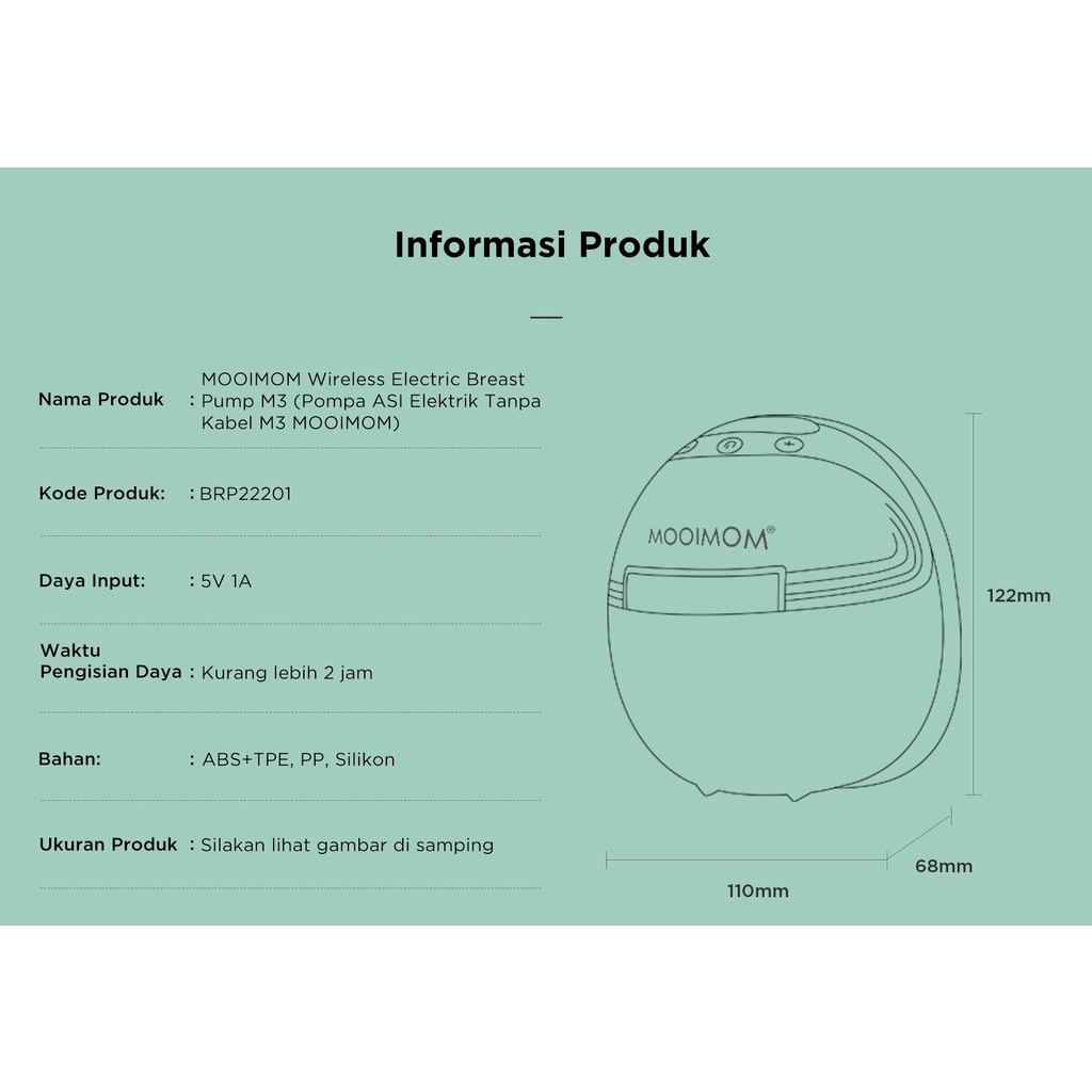 Mooimom - Pompa ASI Elektrik Tanpa Kabel / M3 Wireless Electric Breast Pump
