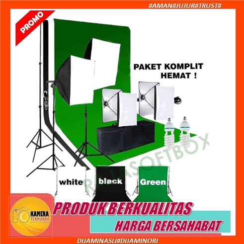 Lighting Paket Lampu Studio Foto Mini Softbox Lighting Background Backdrop Foto Video Portable Kit
