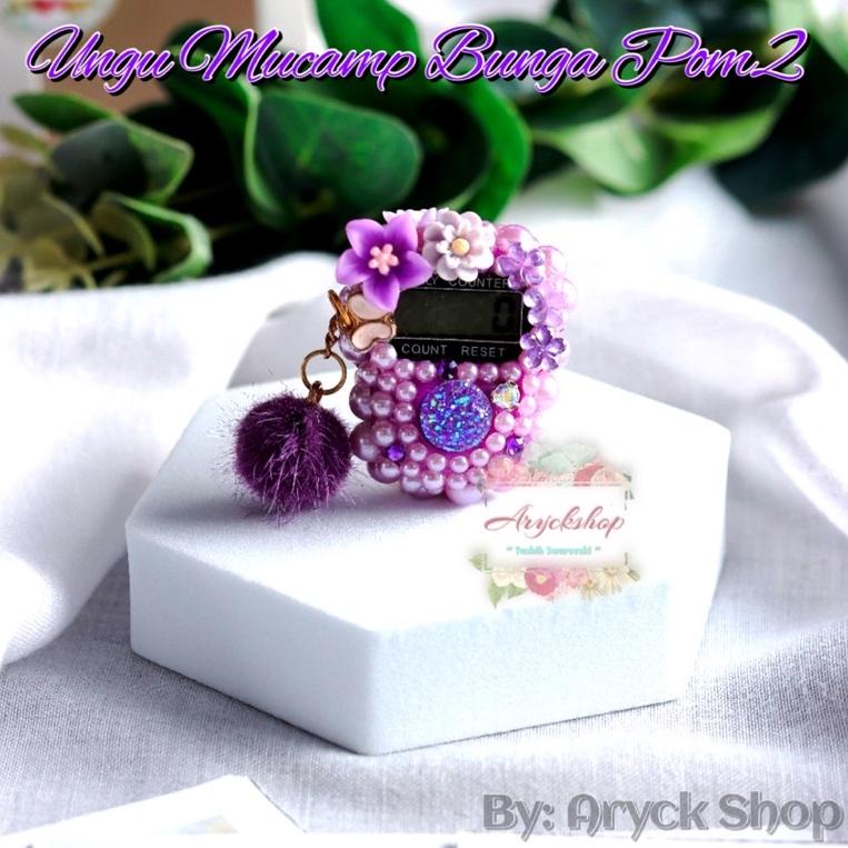 PLN.18Oc22υ ◦ UNGU MUCAM BUNGA POM2 Tasbih digital Swarovski bling Blink Alat Dzikir Souvenir cantik