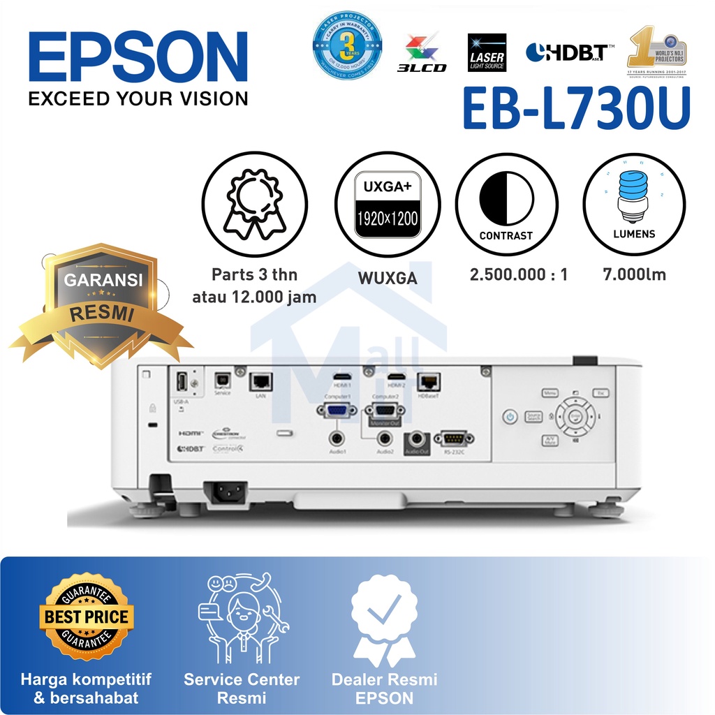 Proyektor Laser EPSON EB-L730U EBL730U EB L730U WIFI WUXGA 7000lm Ori