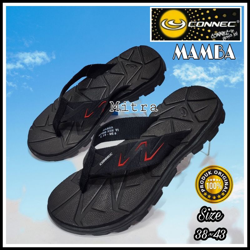 Sandal Jepit Cowok Dewasa Keren Kekinian Connec Japit Sendal Hitam Hijau Coklat Size 39-43 Premium