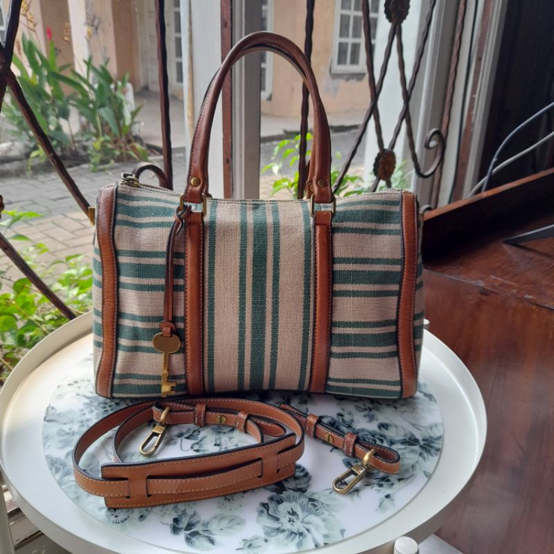 Preloved tas Fossil Kendall Satchel Teal Green