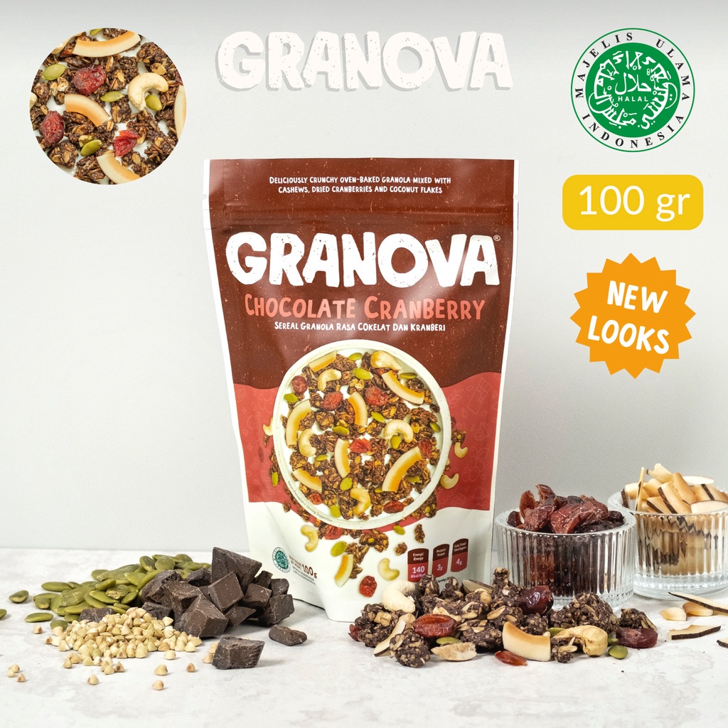 GRANOVA Granola 100g - Sereal Sarapan Sehat - Honey Almond / Chocolate Cranberry / Banana Nut / Berry White