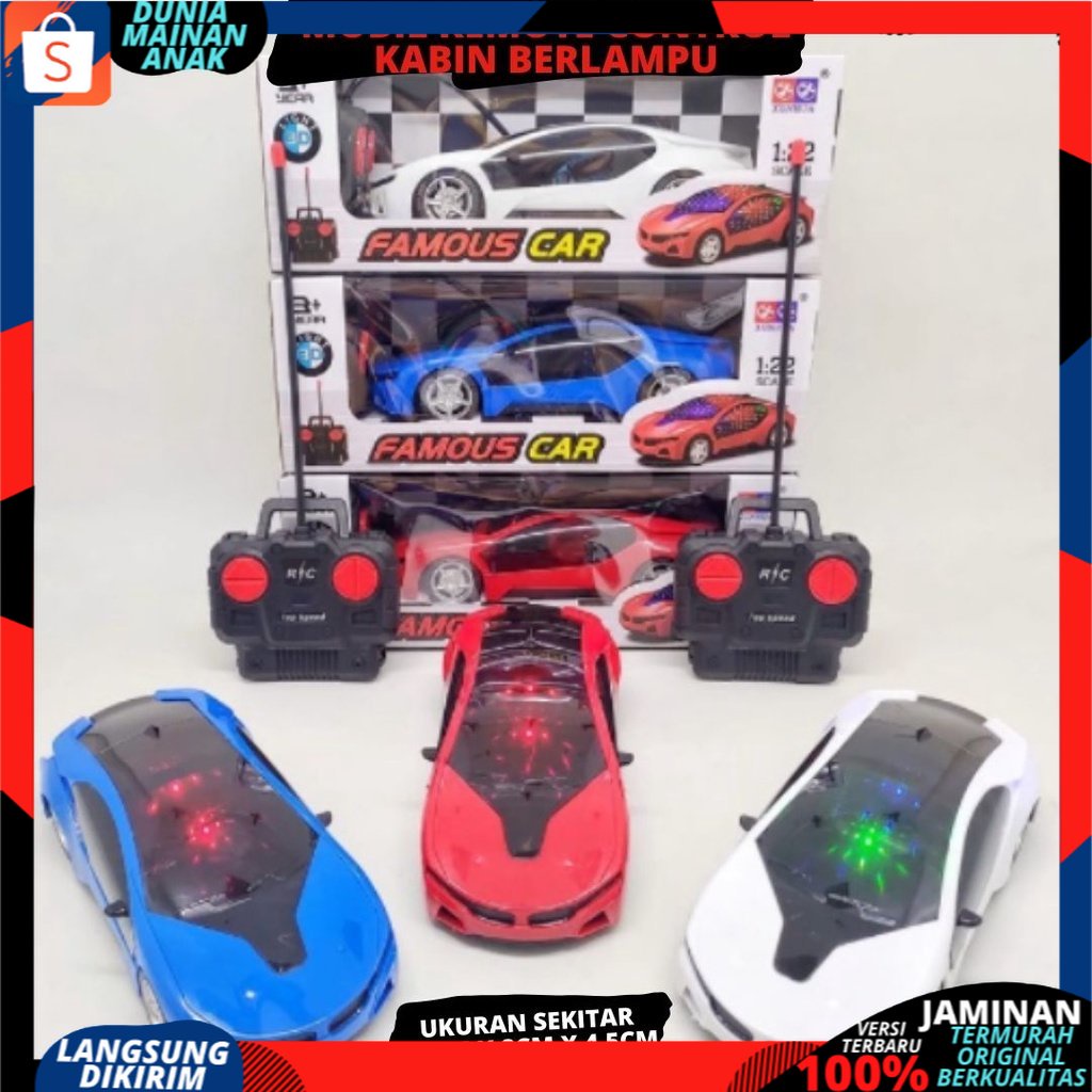 MAINAN ANAK MOBIL REMOTE CONTROL NYALA BERLAMPU 3D SPORT CAR  BALAP R/C SEDAN CAR BODY LAMPU 1:22