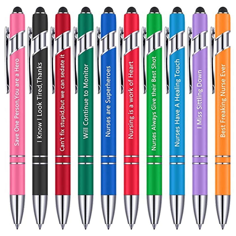 Nanas 10PCS /Set Pulpen Lucu Siswa Tinta Hitam Gel Tulisan Inspiratif Touch Pen