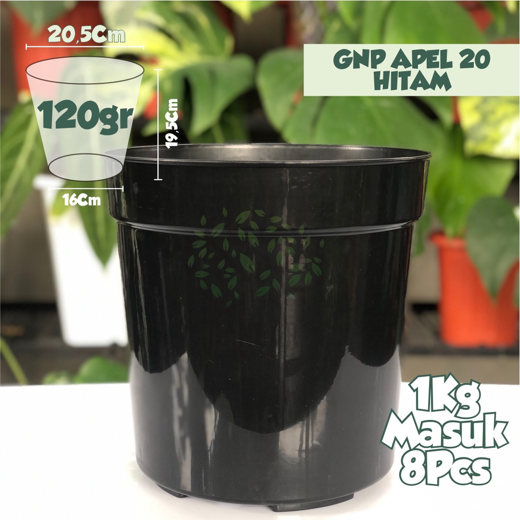 Pot Tinggi Hitam GNP Apel 20 Diameter 20,5cm Pot Bunga Hitam Tinggi Pot Taman Tinggi