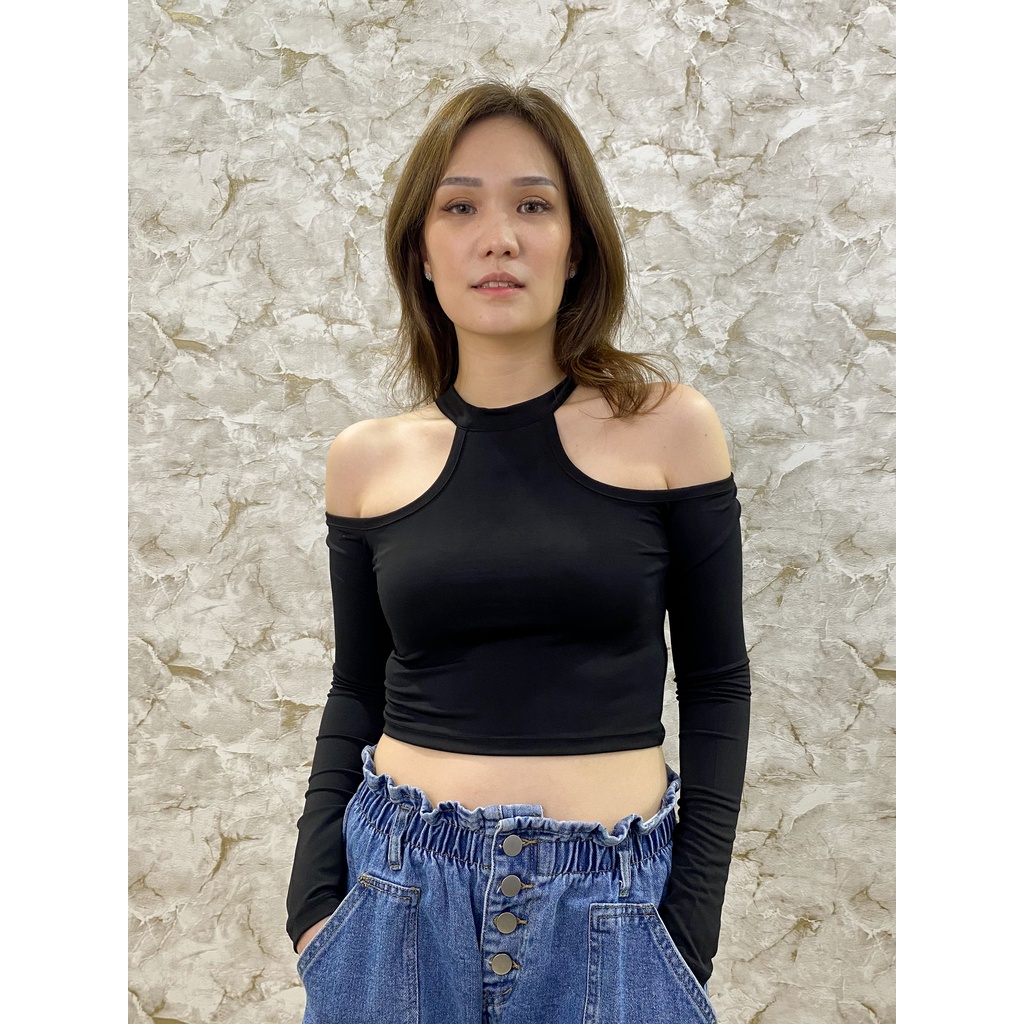 CAVALU Kaos Lengan Panjang Longsleeve Crop Top Korea Korean Crop Tee 189