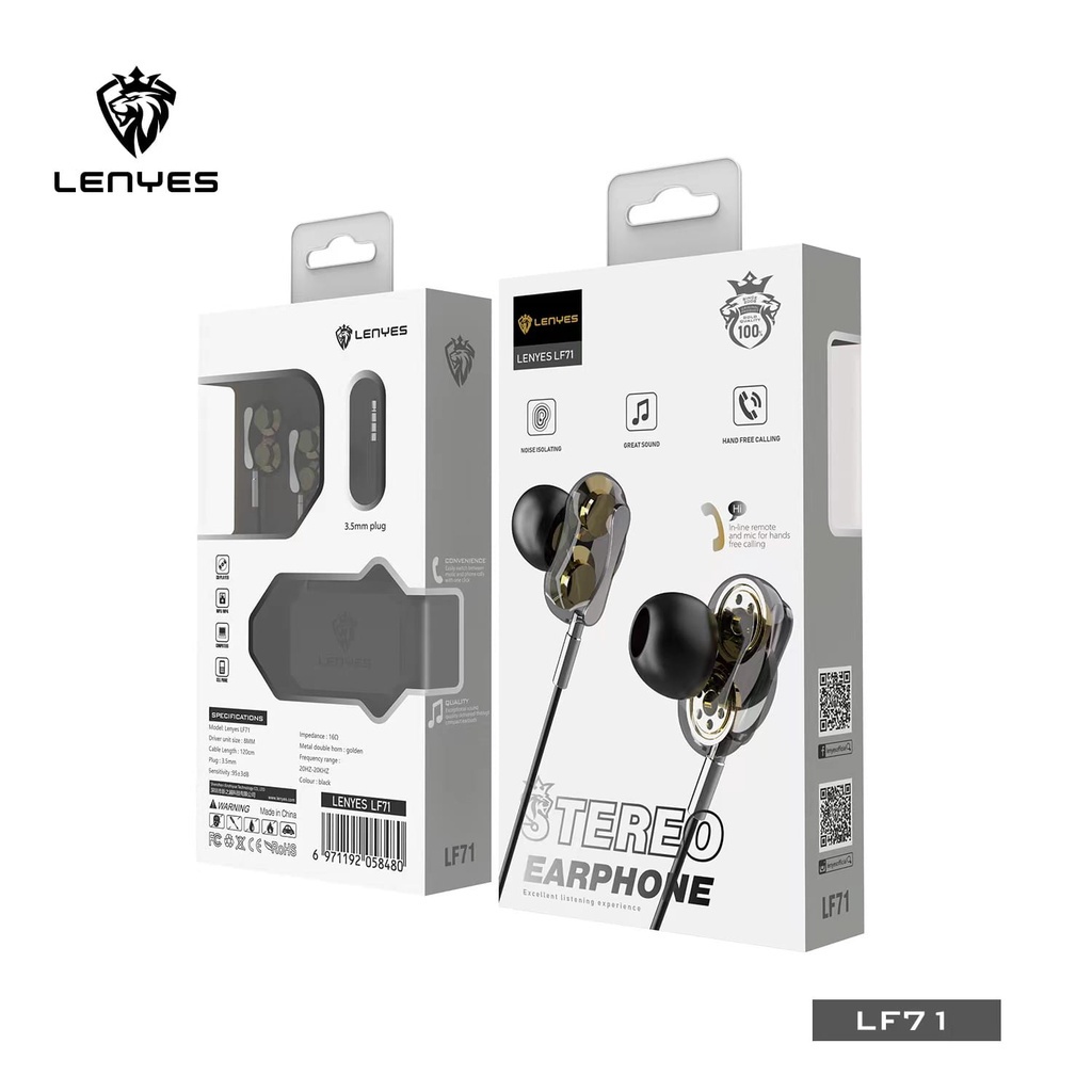 LENYES LF71 earphone Double Dynamic HIFI EXTRA BASS stereo music gaming telpon headset with microphone original