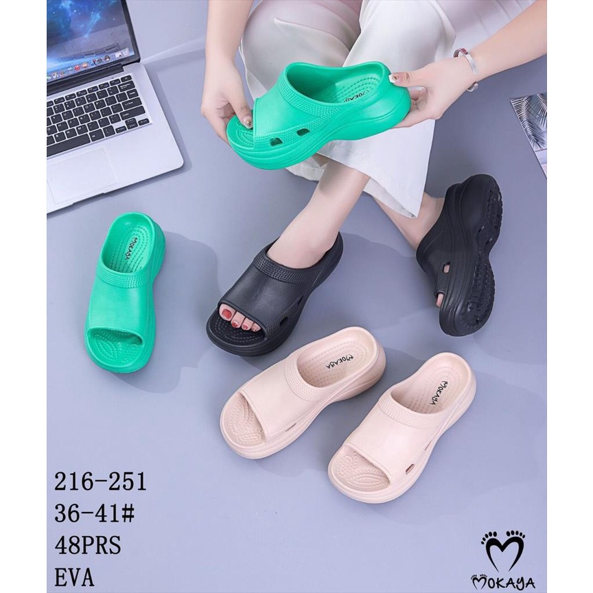 Sandal Wedges Fuji Slide Slipper Wanita Jelly Platform Tebal Eva Super Ringan Kekinian Import Mokaya / Size 36-41 (216-251)