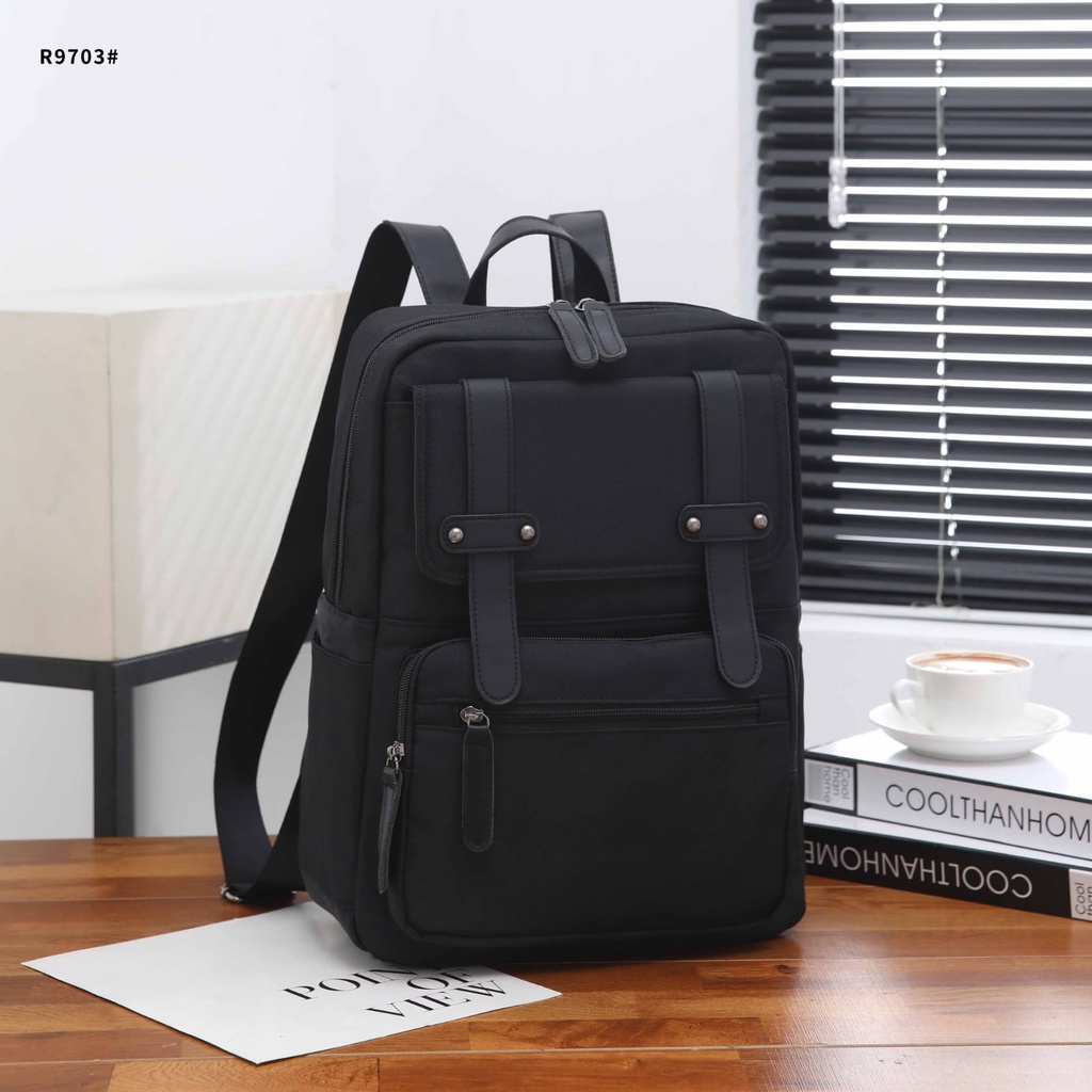 Fashion Backpack Multy Fungsi With Canvas Black Hardware R9701 R9702 R9703 R9708