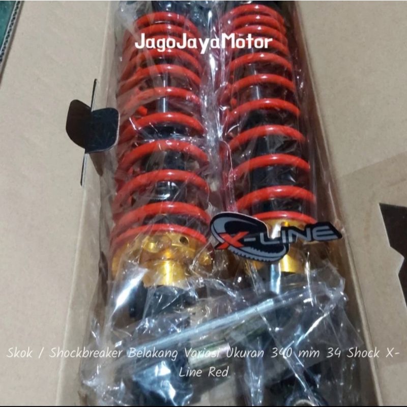 Skok / Shockbreaker Belakang Variasi Ukuran 340 mm 34 Shock X-Line Red