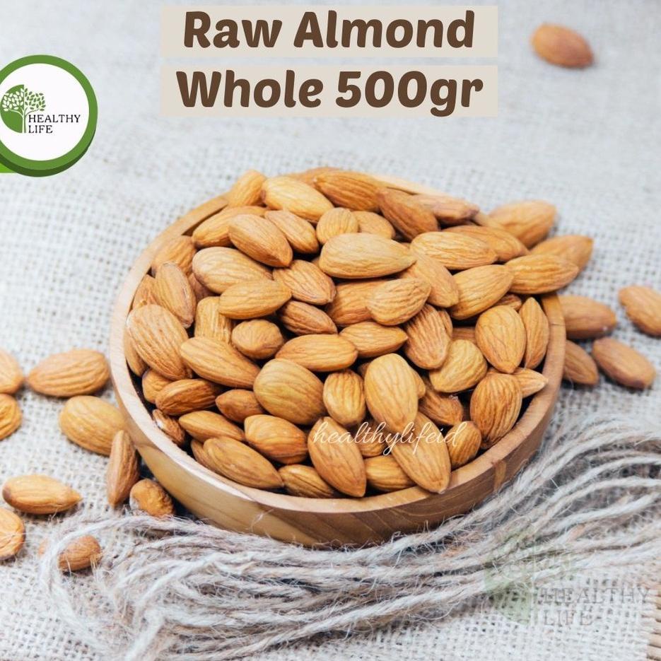 

10.10 Promo Brand Raw Almond Whole 500gr (Almond Mentah) Ukuran Besar 27-30 Tanpa Cangkang !!!