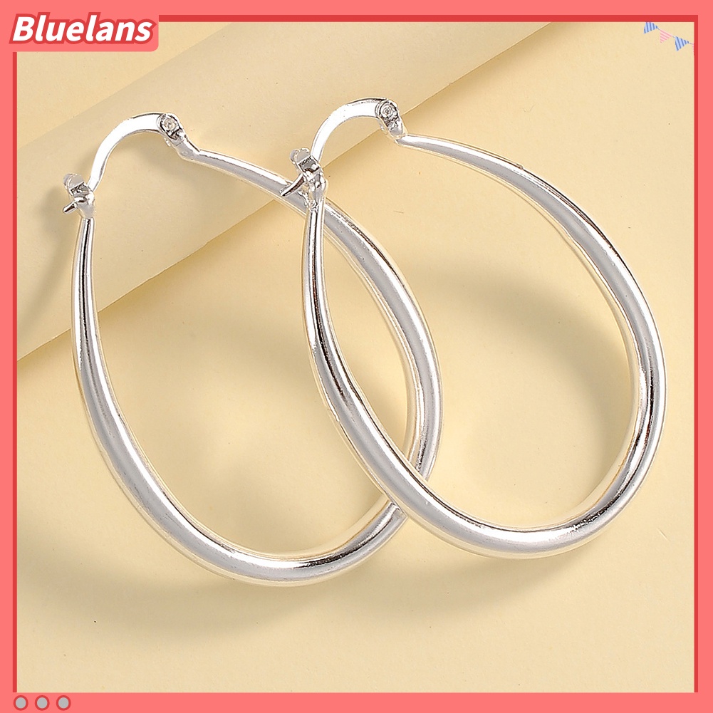 Bluelans Women Simple Fashion Oval Type Hoop Alloy Earrings Ear Loop Piercing Jewelry