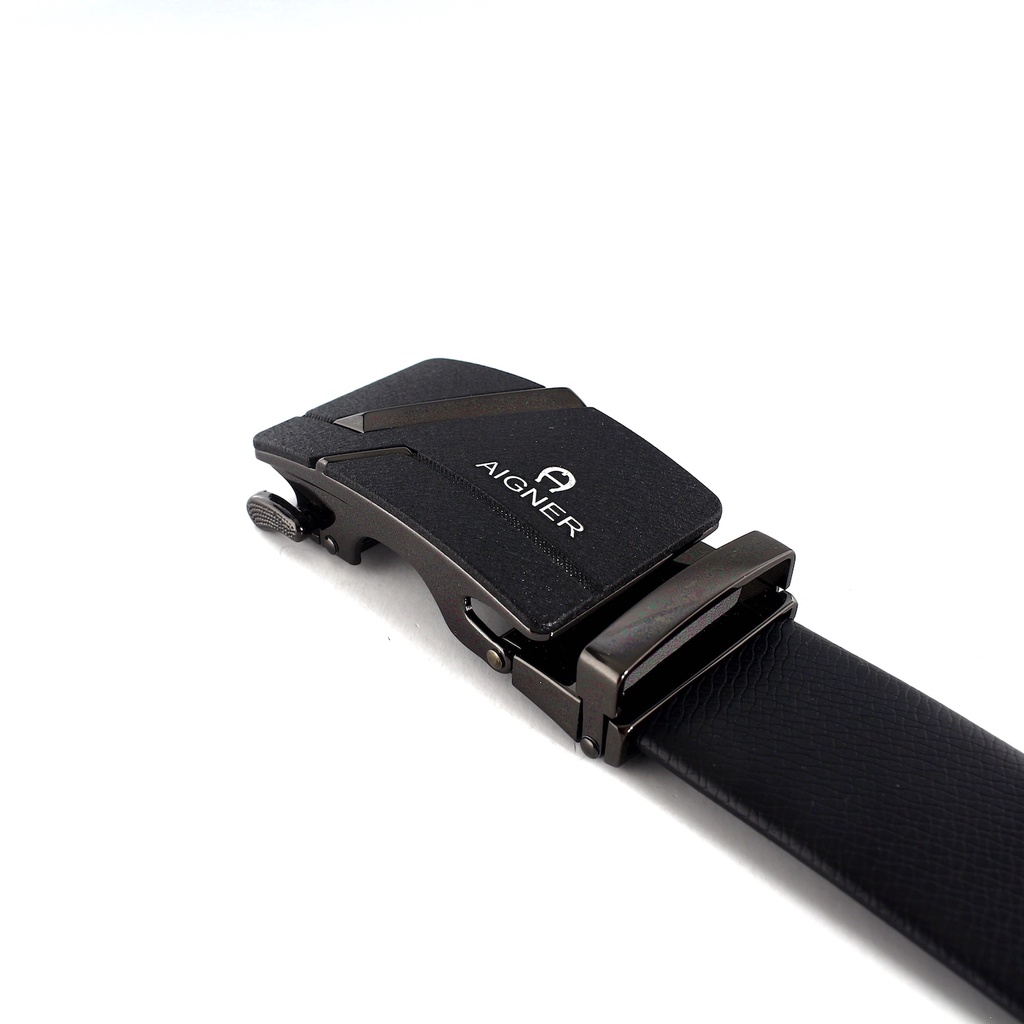 TOKOKOE - Gesper Ikat Pinggang Pria model Rel Ban Pinggang Otomatis Bahan Kulit Jumbo Size - AIG J56 Black