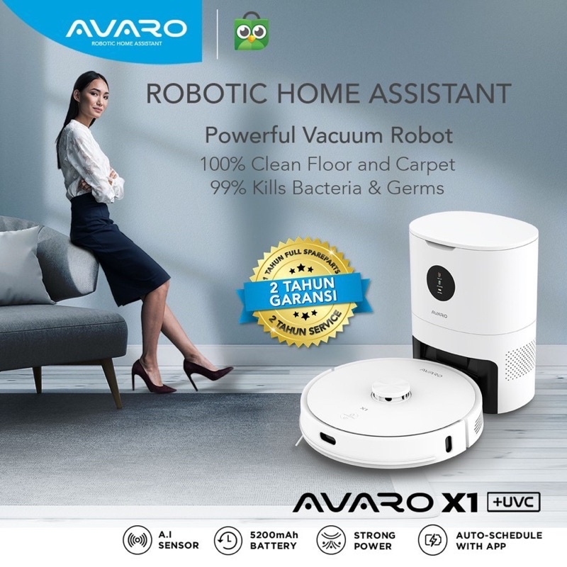 AVARO X1 - Robot Vacuum Cleaner - Garansi Resmi Robot Vacuum Cleaner Avaro X1 Sapu Pel Vakum with Auto Empty Station