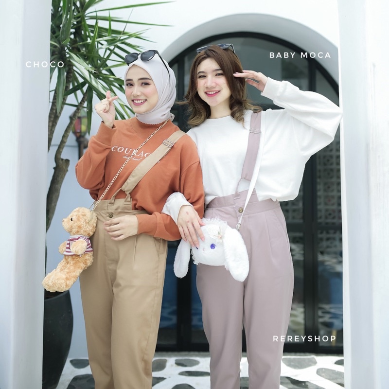 Rereyshop - Adeeva Overall Celana Pants Kekinian Simple Bahan Tebal Korean Style