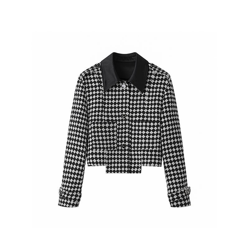 #Sisjuly# Wanita hitam dan putih berlian hitam dan putih memeriksa jaket angin dupa kecil Perancis p