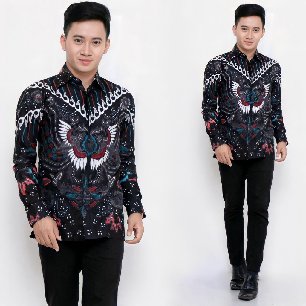 Kemeja Batik Pria Modern Lengan Panjang Casual Modis Slim Fit Trendy Masa Kini OL 162