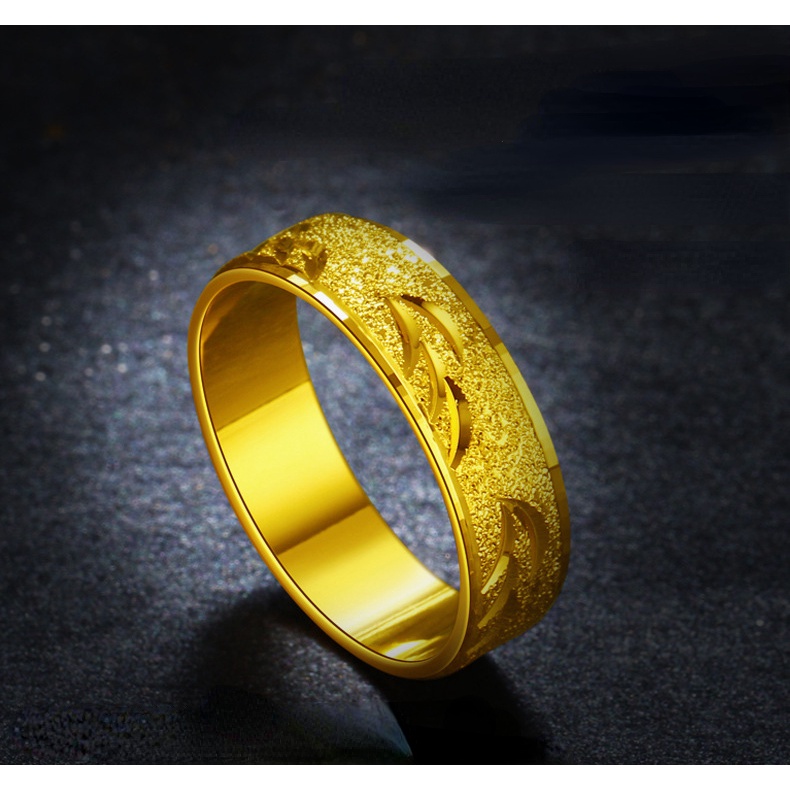 Goldkingdom Perhiasan Fashion 24K Bangkok Aksesoris Ready Stock Karakter Individu Sangat Sederhana Cincin Gilt Man Bersinar Terang