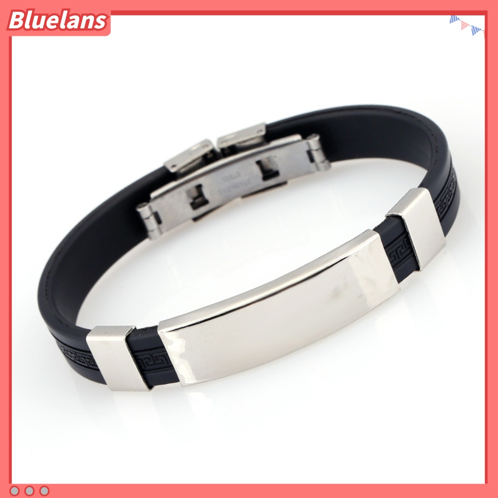 Bluelans Gelang Bangle Adjustable Bahan Silikon Untuk Pria