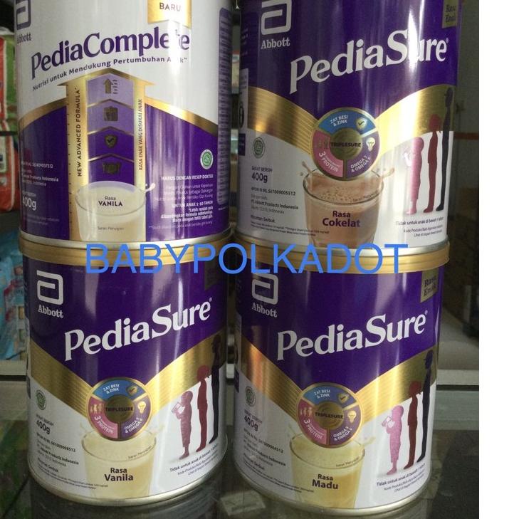 

Dapatkan--PEDIASURE COMPLETE 400GR/PEDIASURE TRIPLESURE 400GR/VANILA/COKLAT/MADU/PEDIASURE/PEDIACOMPLETE 400GR