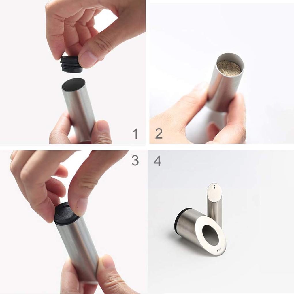 Pepper Shaker Stainless Steel 2-in-1 Dispenser Garam Isi Ulang Dapat Botol Portabel Rumah Tangga Dapur Baking Tools