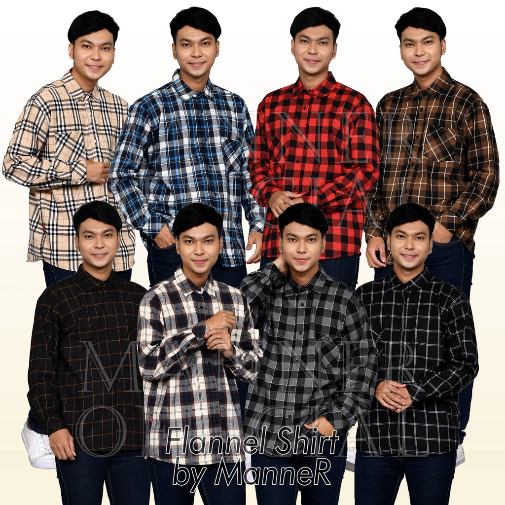 MANNER - Kemeja Flannel Pria Wanita Unisex Kemeja Formal Pria Baju Atasan Kemeja Kantor Casual Formal Flanel