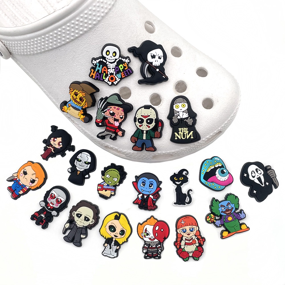 20 Pcs / set Aksesoris Pin Sepatu Sneakers Desain Halloween Untuk Pria Dan Wanita