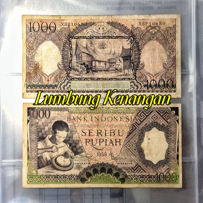 uang kuno 1000 Rupiah seri pekerja 1958