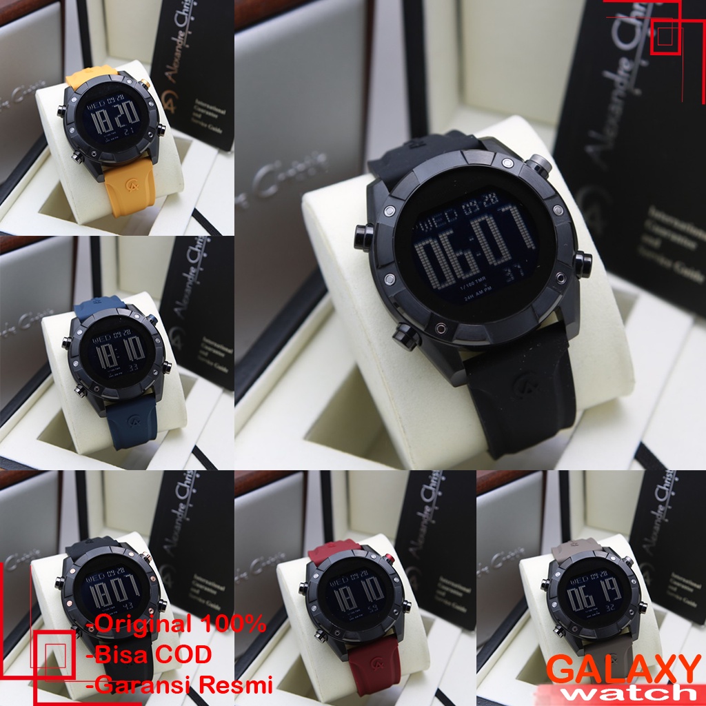 JAM TANGAN PRIA ALEXANDRE CHRISTIE JAM AC PRIA DIGITAL RUBBER ORIGINAL GARANSI RESMI 1 TAHUN JAM TAN
