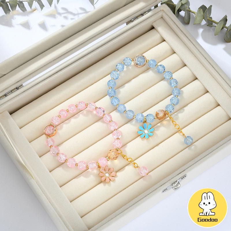Gelang Rumbai Bunga Daisy Kristal Korea Wanita Gadis Gelang Perhiasan Aksesoris -Doo
