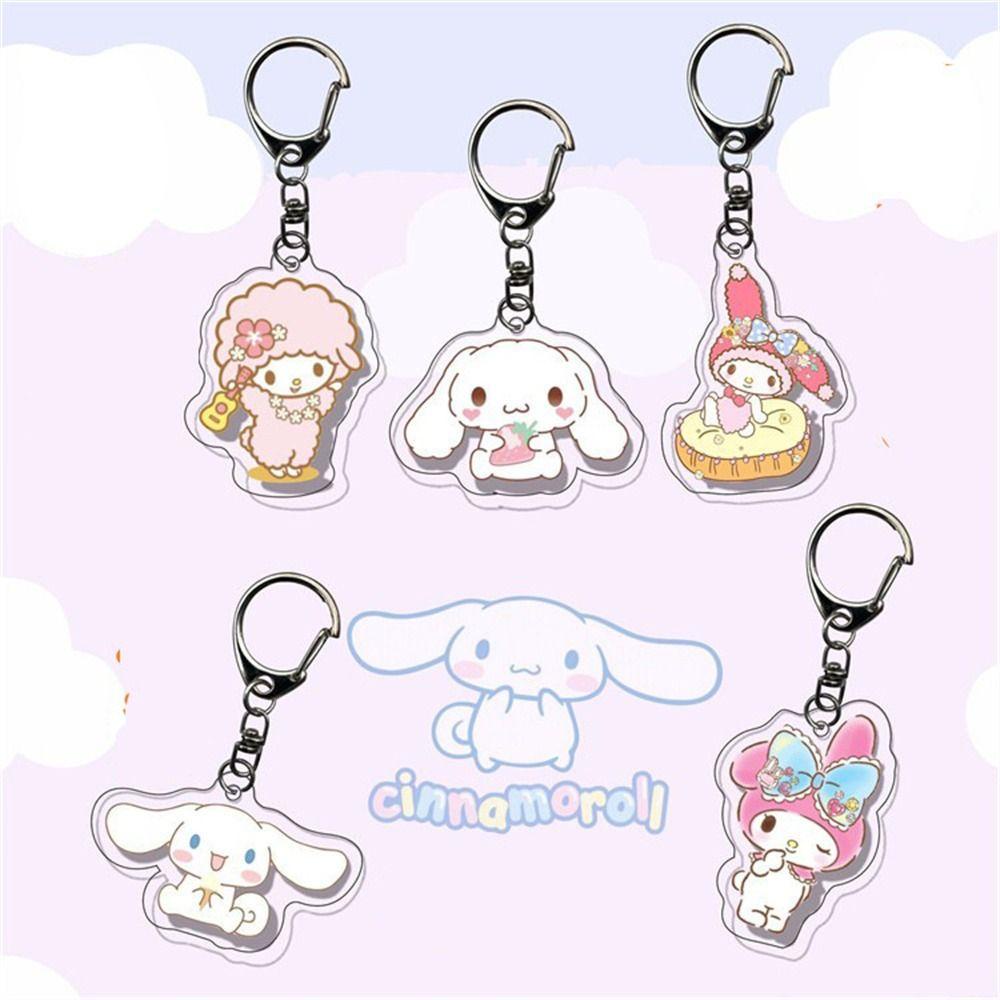 【 ELEGANT 】 Gantungan Kunci Akrilik 4cm Acrylic Double Sided Key Chain Transparan Cinnamoroll Liontin Tas Sekolah