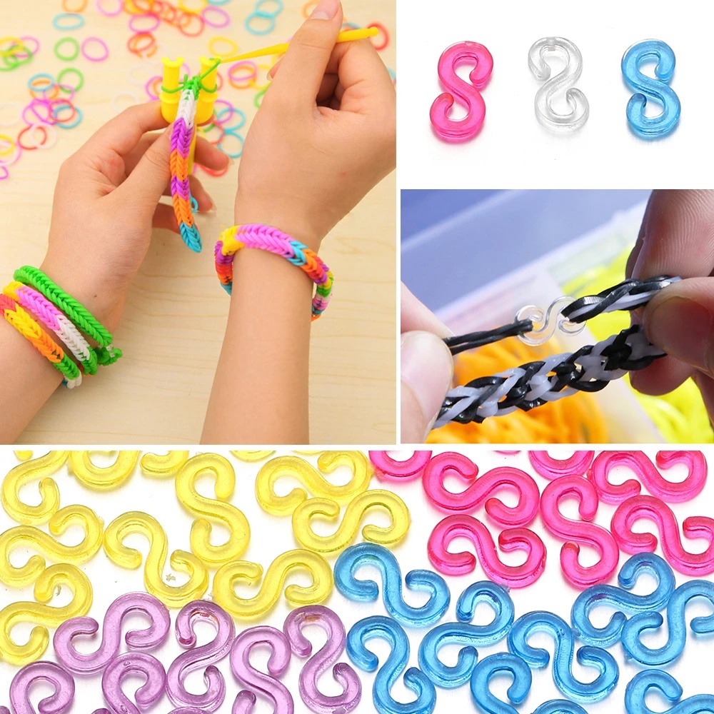 100 Pcs Klip Kait Gelang Kalung Bahan Plastik Karet Akrilik Warna-Warni