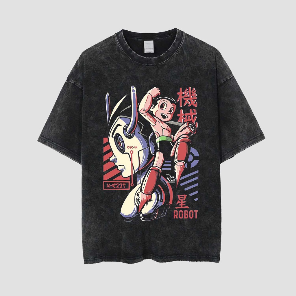 Astro Boy Robot Vintage  Style Oversize Washed Tee